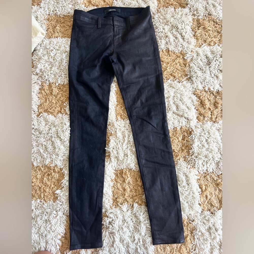 J brand coated jeans. Darn maroon/black